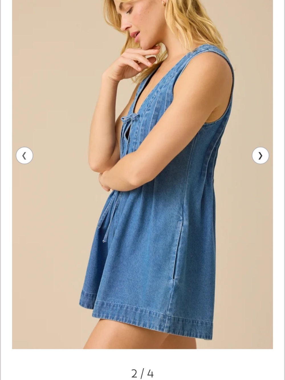 Altar’d State, Evie Denim Romper, medium wash, lightweight, Medium - Picture 2 of 9